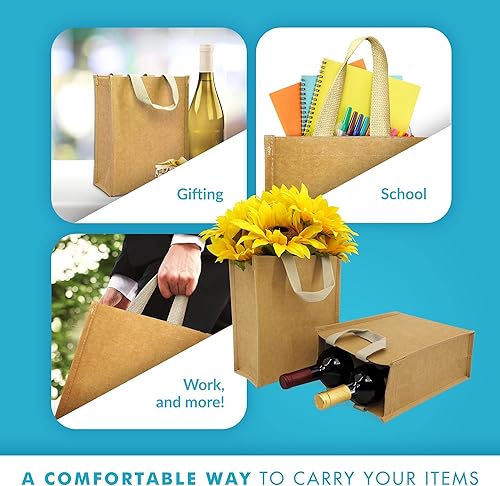 Miniatura 5 de Simply Green Solutions - Bolsas de papel kraft reutilizables, bolsas de papel marrón lavables, para usar como bolsas de compras, bolsas de