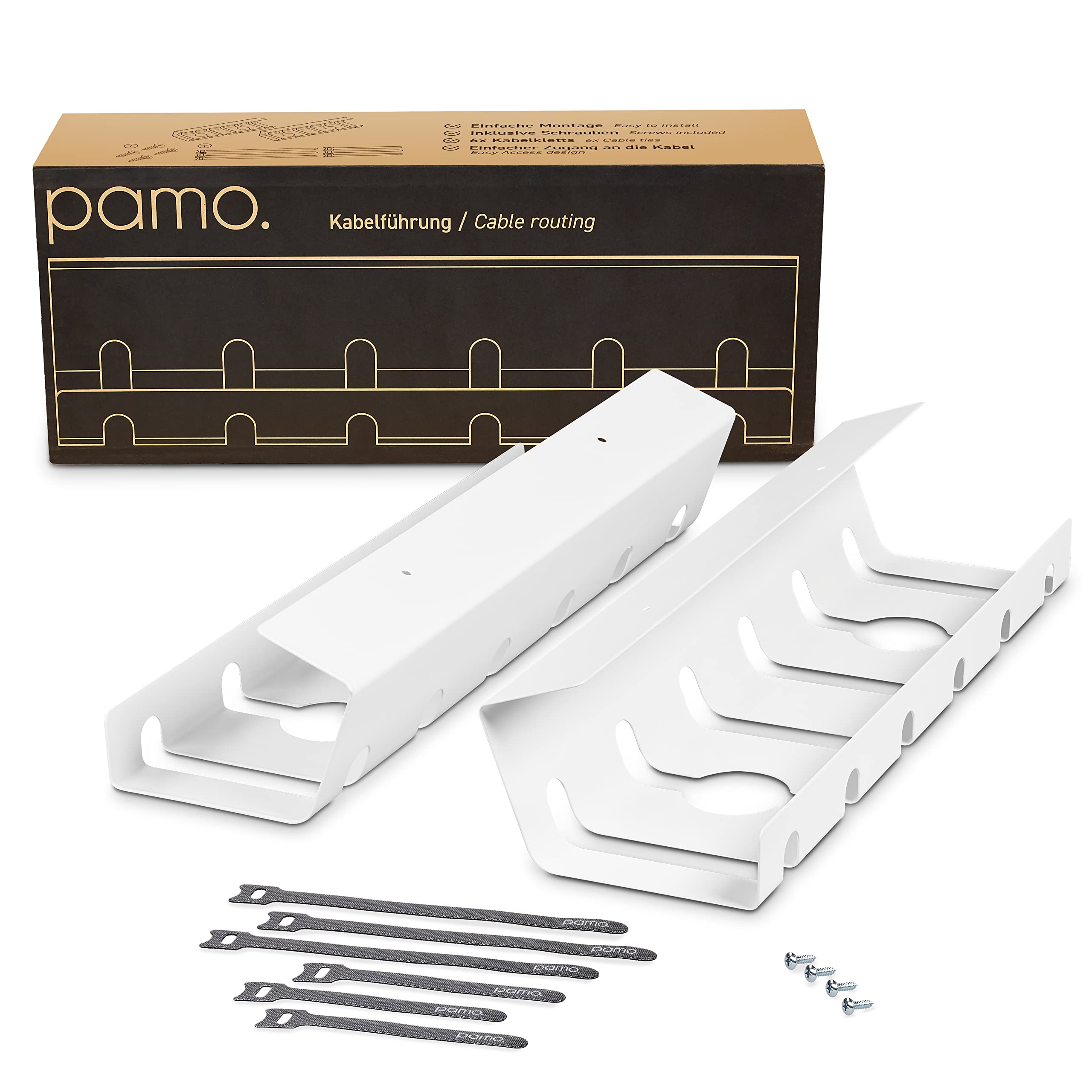 pamoPAMO Cable Management Under Desk for Easy mounting Under-Table I incl. 10X Cable Ties I Desk Organizer for Office/Home Office Table |Thoughtful Cable Tray Holder…