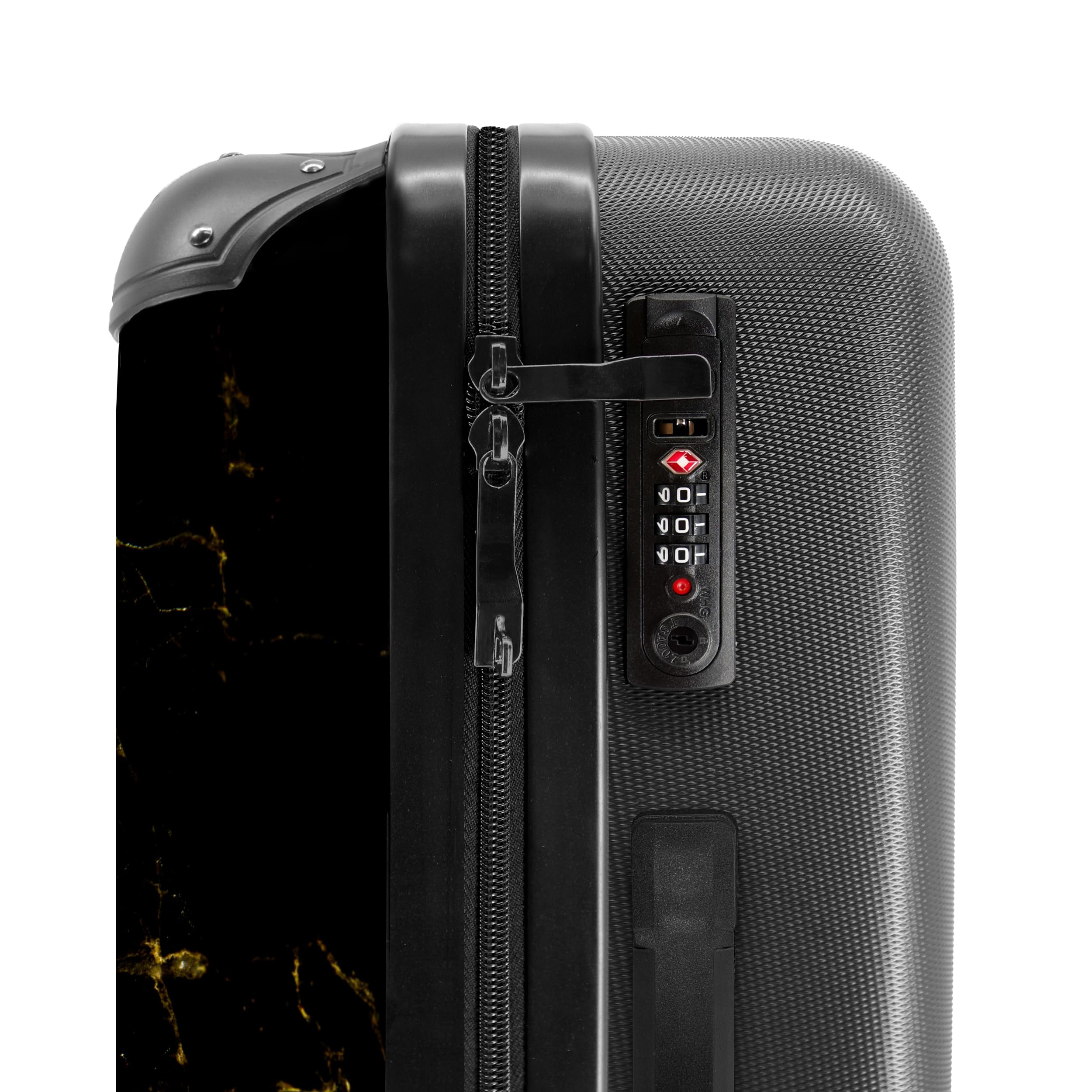 NoBoringSuitcases.com Maleta Mediana, Maletas de Viaje Grandes 23 Kilos, Maleta Personalizada, Maleta Mediana 4 Ruedas, Cerradura TSA, Maleta Grande, Maletas (67 cm - 72 L), (Mármol - Negro-Dorado)