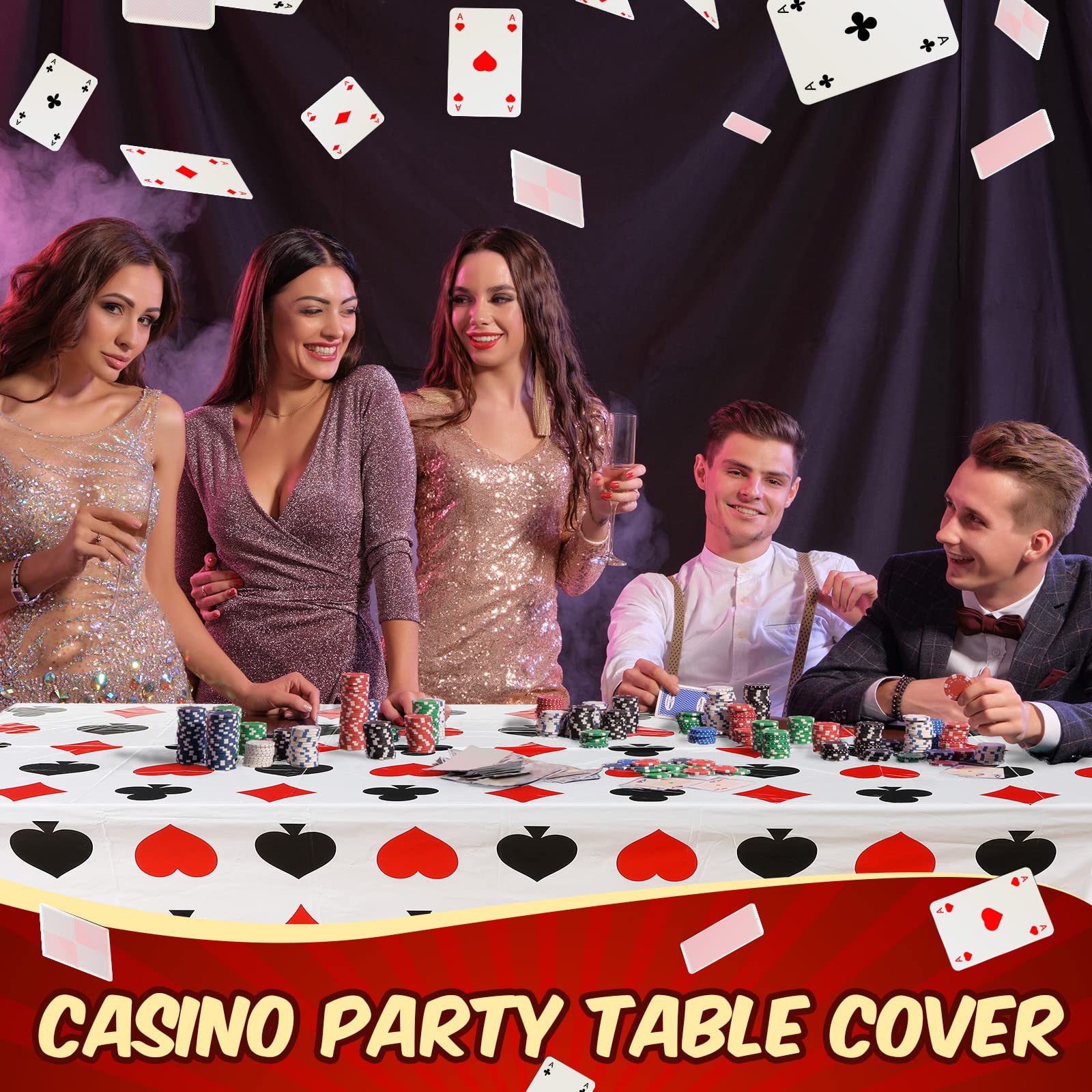 Amazon.com: Tatuo Casino Theme Party Decorations Poker Tablecloth Plastic  Disposable Poker Table Cover Las Vegas Party Decorations for Birthday  Decoration Casino Festival Supplies, 51 x 108 Inches(3 Pcs) : Toys & Games