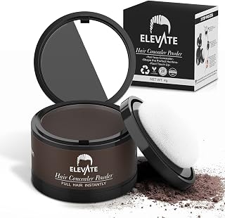 ELEVATE Hair Line Powder Instantly Conceal Hair Loss for Thinning Areas - Shadow Makeup - Root Cover Touch Up with Puff Touch - Instant Gray Coverage for Men and Women (Medium Brown)