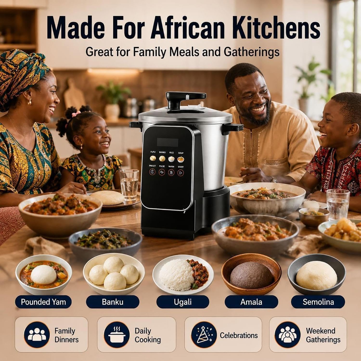Máquina for hacer golondrinas,batidora alimentos automática eléctrica Fufu