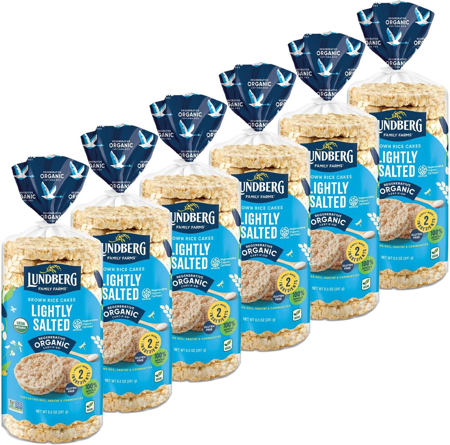 Family Farms Organic Brown Rice Cakes, Lightly Salted, 8.5 Ounce (Pack of 6)