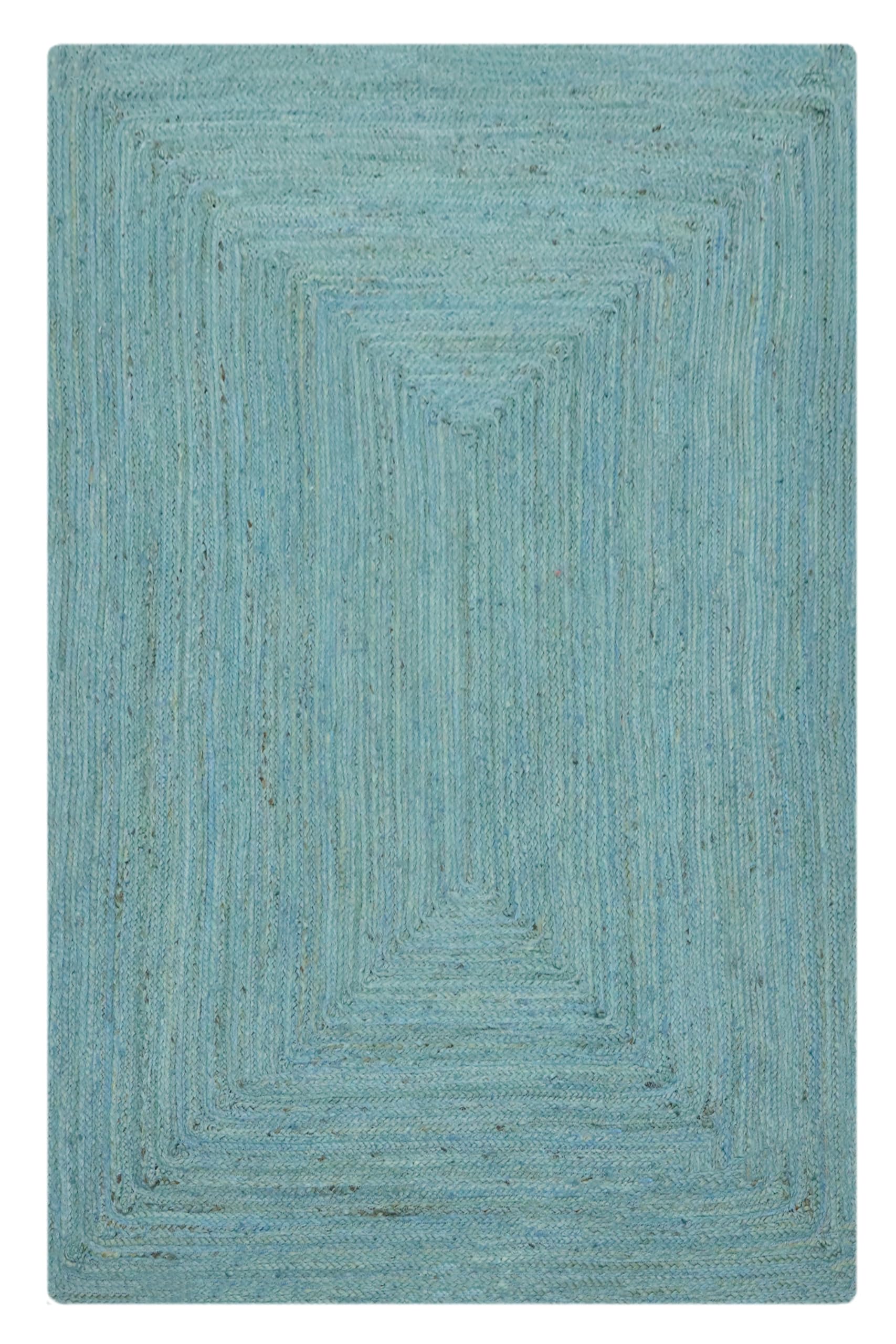 Tapis carré en jute vert sarcelle 1,8m | Tissage plat intérieur et extérieur