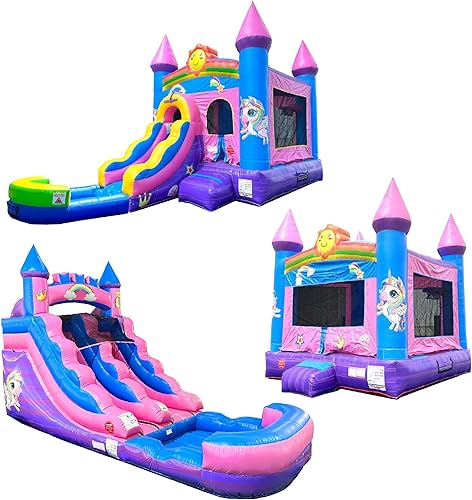 Miniatura 1 de Pogo Bounce House Trío inflable rosa para niños