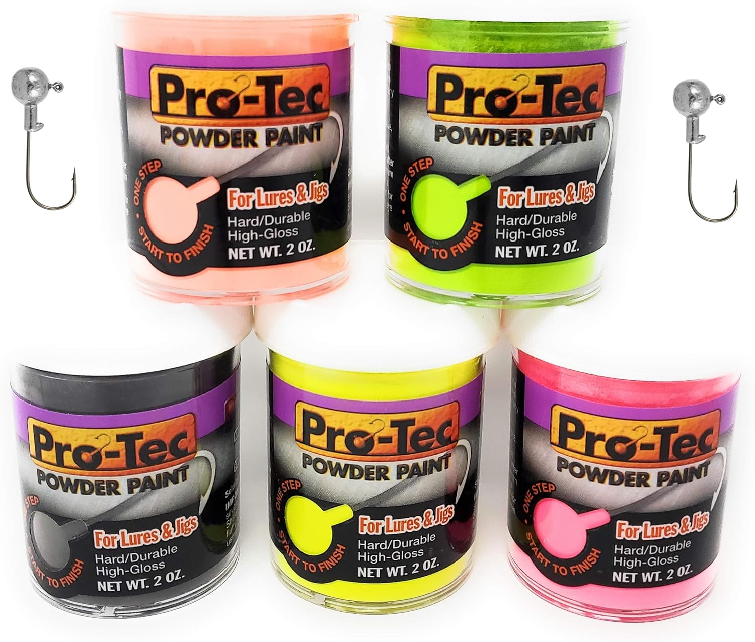 Welch Products 5 x 2oz ProTec Jigs and Lures Powder Paints, Jig Head