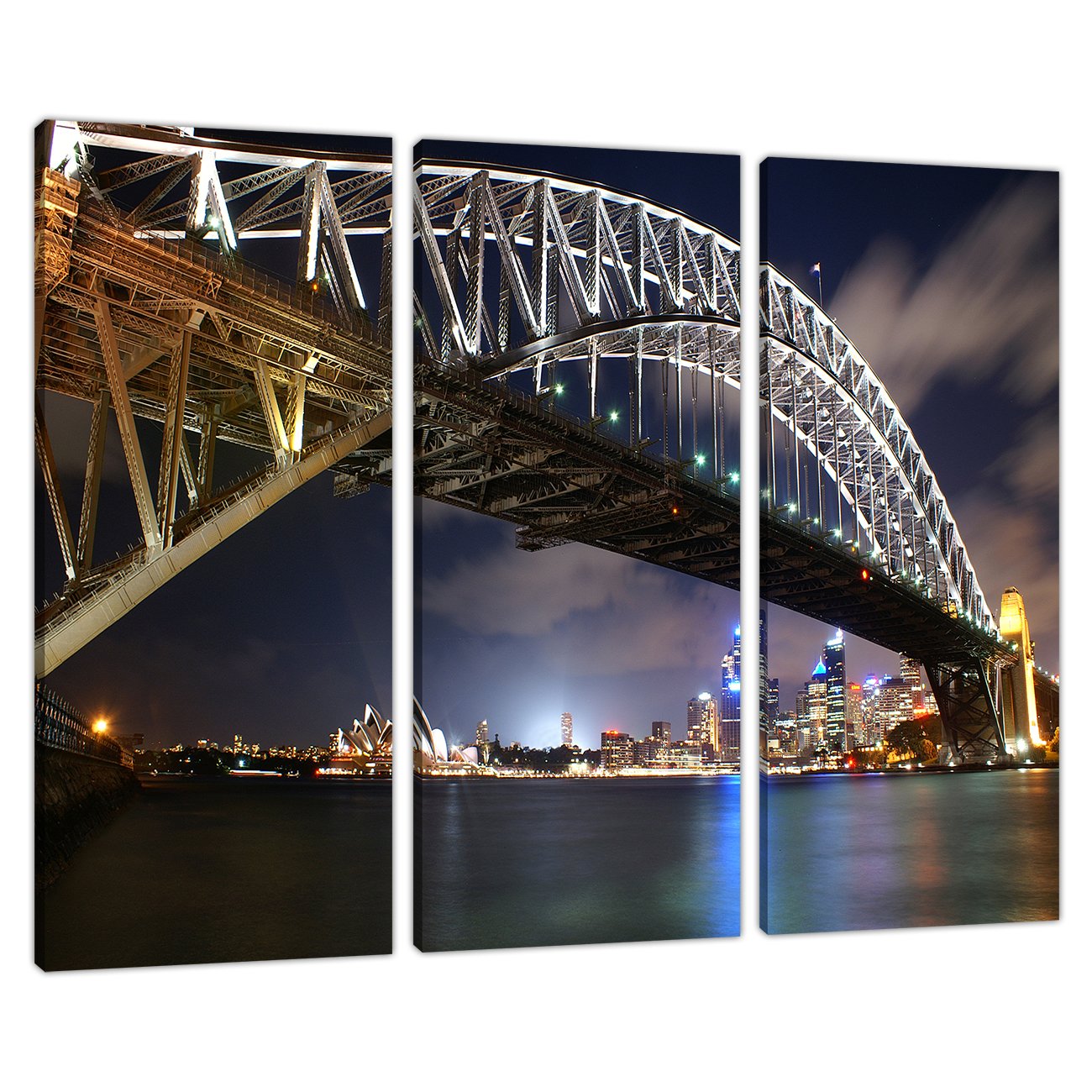 Wallfillers Blue Three Picture Canvas Art Wall Art Sydney Harbour Australia 3041