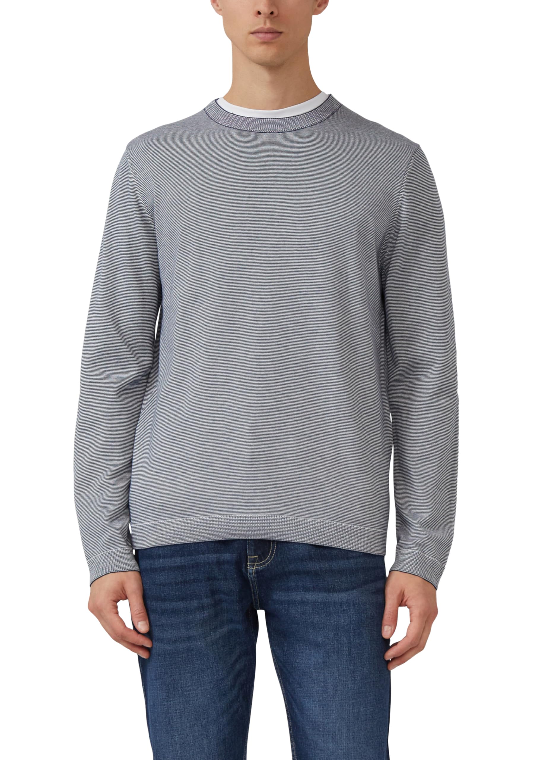 s.Oliver Fein gestreifter Pullover mit Crew Neck und abgesetzten Bündchen