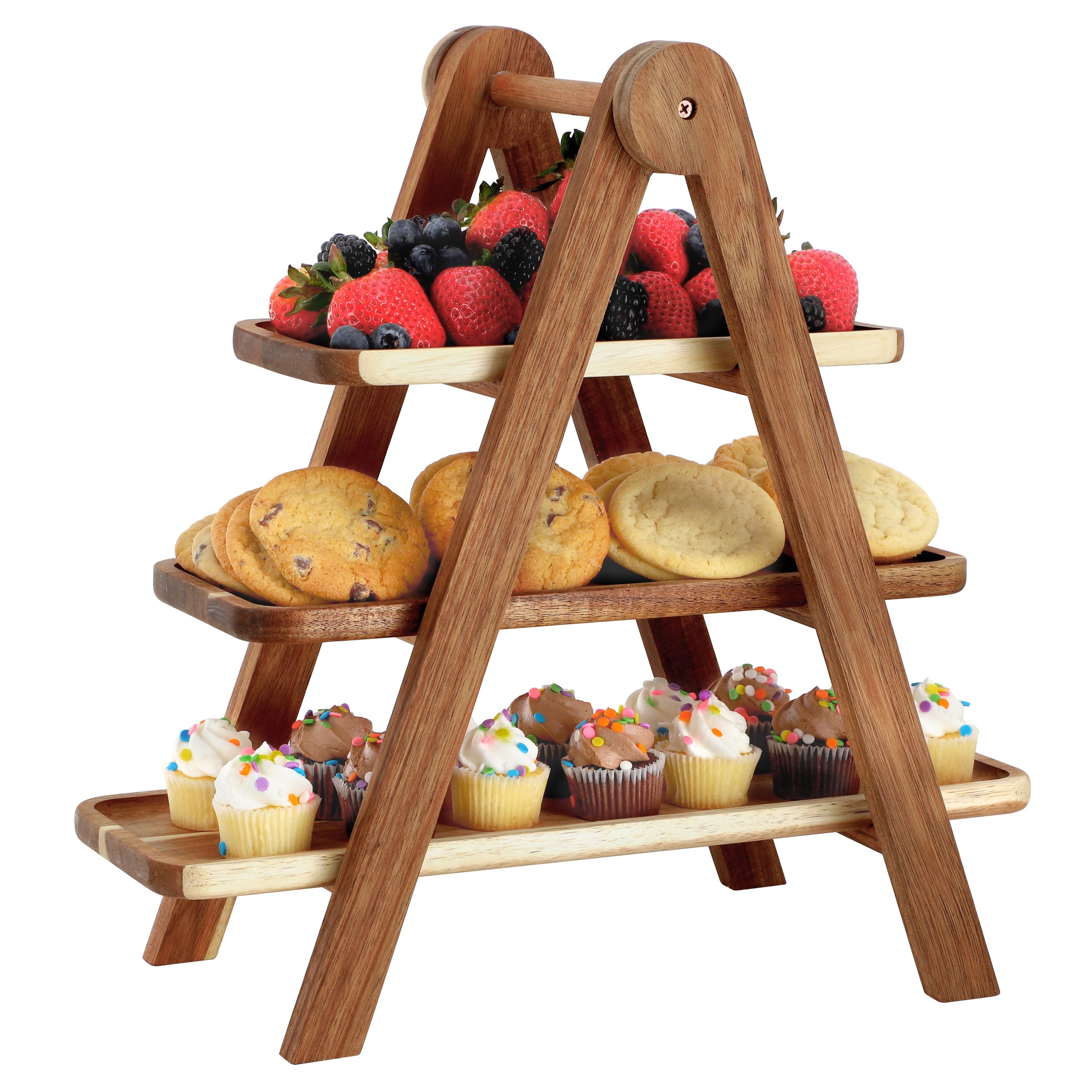 Amazon.com | Elama Acacia Wood 3 Tiered Rectangular Ladder Tray
