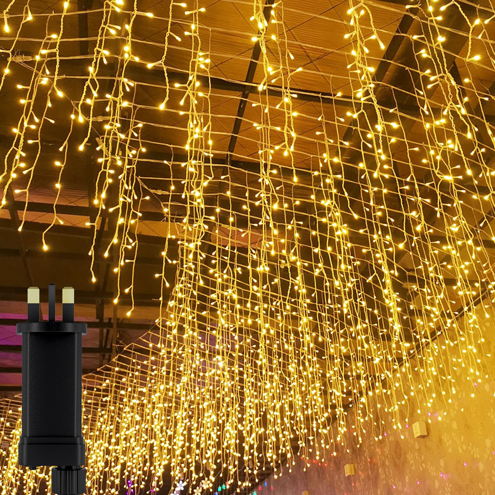 YEATHOR Icicle Fairy Lights 10M 400 LEDs Curtain String Lights Mains Power