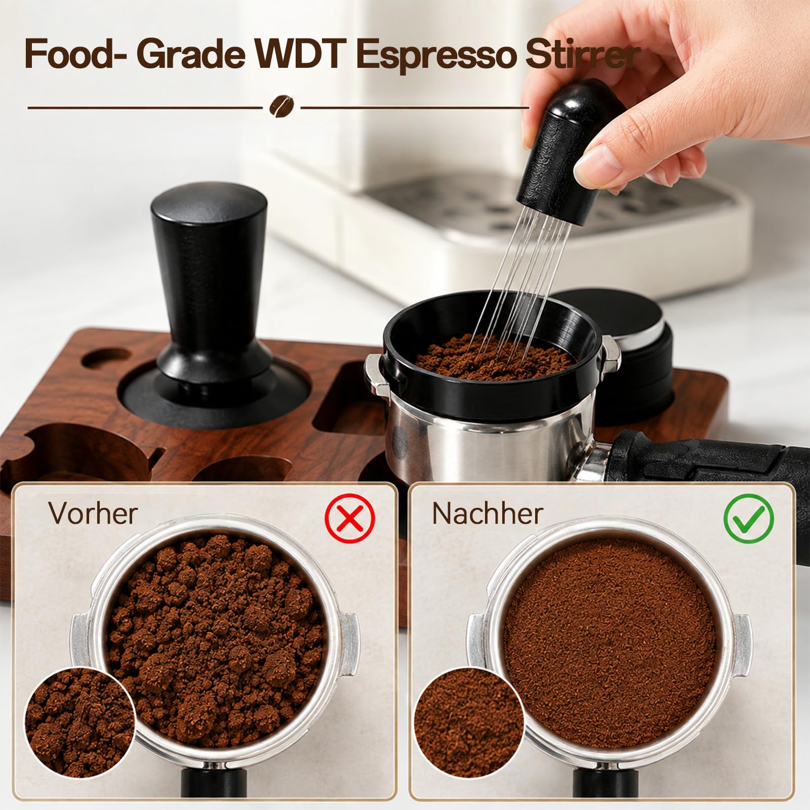 Set de prensa para café expreso, 7 piezas, con estación de