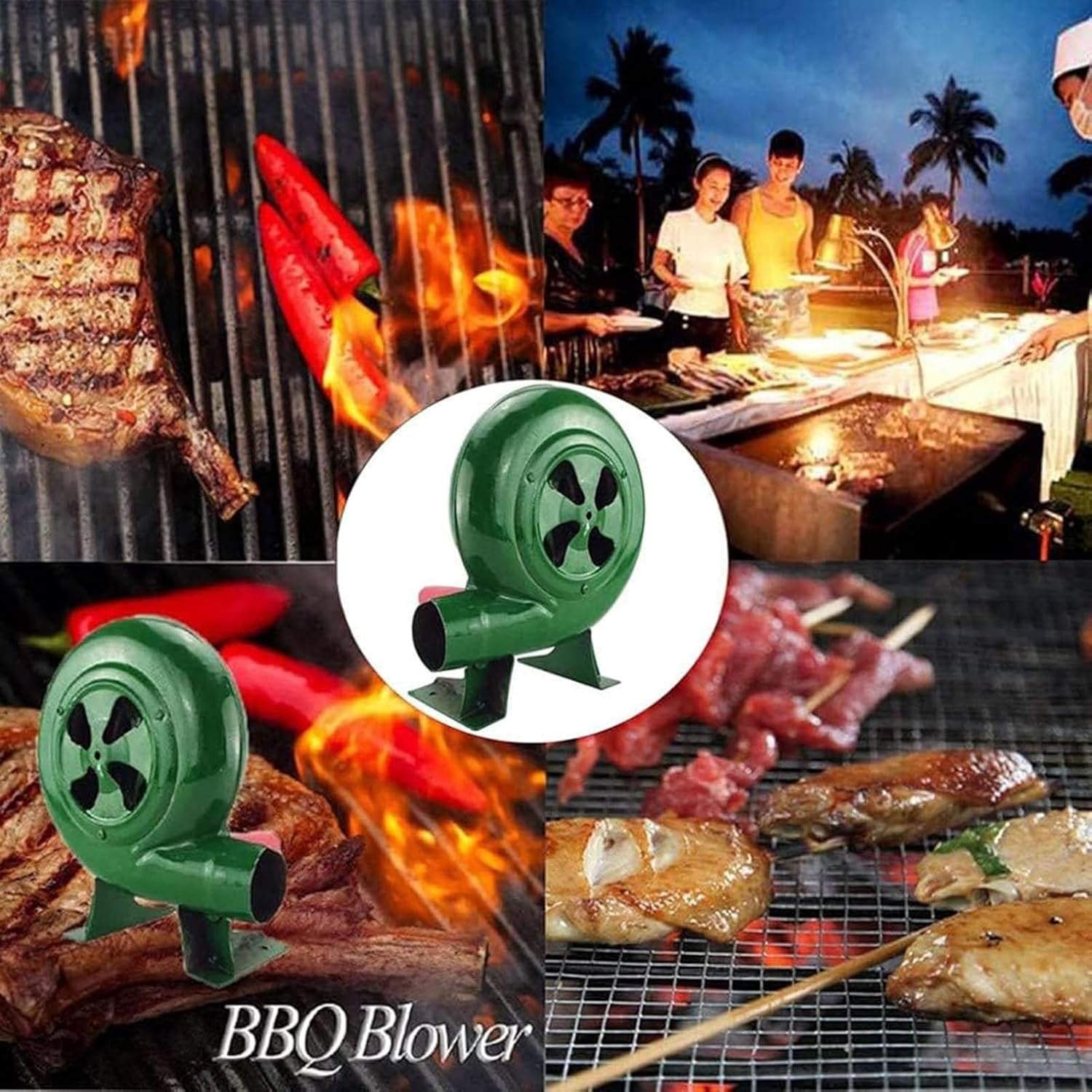 Hand Blower Handheld BBQ Blower Camping Air Blower Portable Fire Blower Hand Crank Fan BBQ Grill Blower Barbecue Fire Blower Tool Fan Blower(Size:300W,Color:One Color)