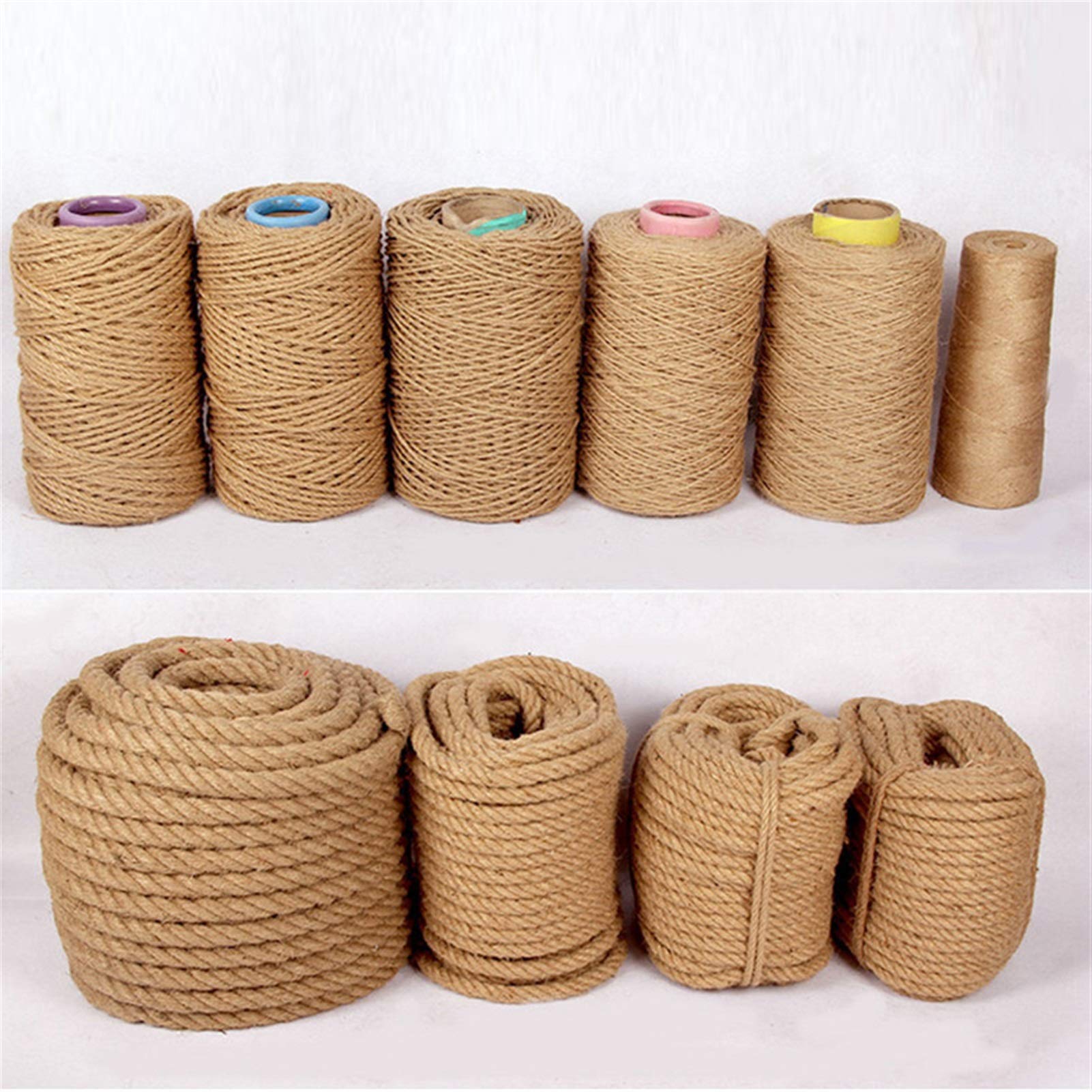 Bclla Zkenshan-Natural Jute Twine 4/6/8/10mm Jute Rope Twine Rope Hemp Cord Macrame String, DIY Craft Handmade Decoration Cat Scratcher Rope, Natural Jute Fiber (Color : 8MM 10M)