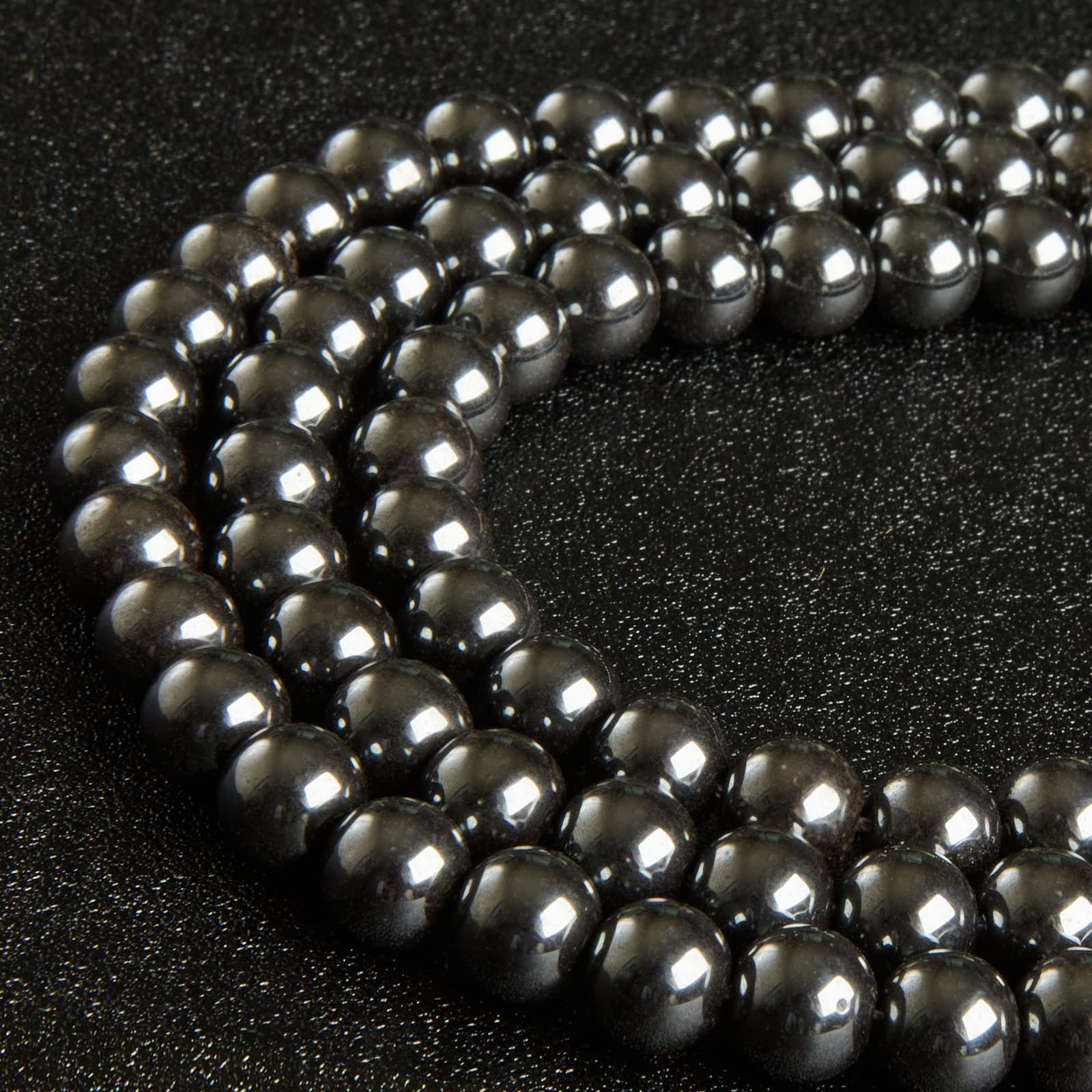 100pcs 10mm Black Hematite Beads Natural Gemstone Beads Round Loose Beads for Crafting and Jewelry Making