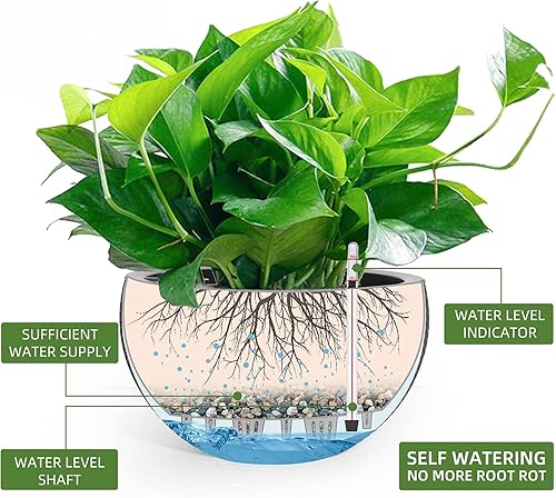 Miniatura 2 de Macetas colgantes grandes de riego automático de 13.5 pulgadas para interiores y exteriores, cesta colgante gruesa con indicador de nivel de agua