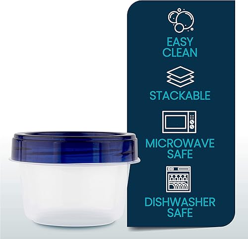 Miniatura 4 de Twist Top Deli Contenedores Parte inferior transparente con tapa superior azul reutilizable, apilable, contenedor de almacenamiento de alimentos.