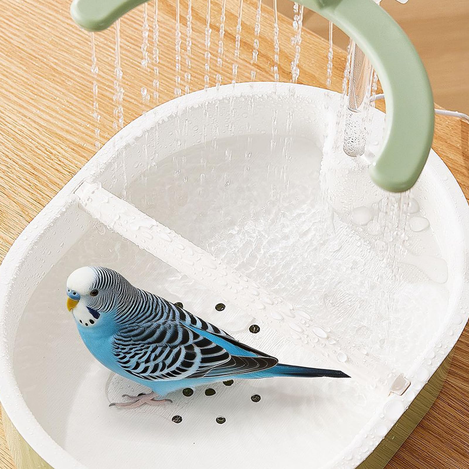 Vassoio da bagno per uccelli domestici per la cura della casa, lavabo automatico USB con flusso d ' acqua ricircolo per piccoli uccelli Vassoio doccia giornaliero per uccelli Lavabo da bagno tramite