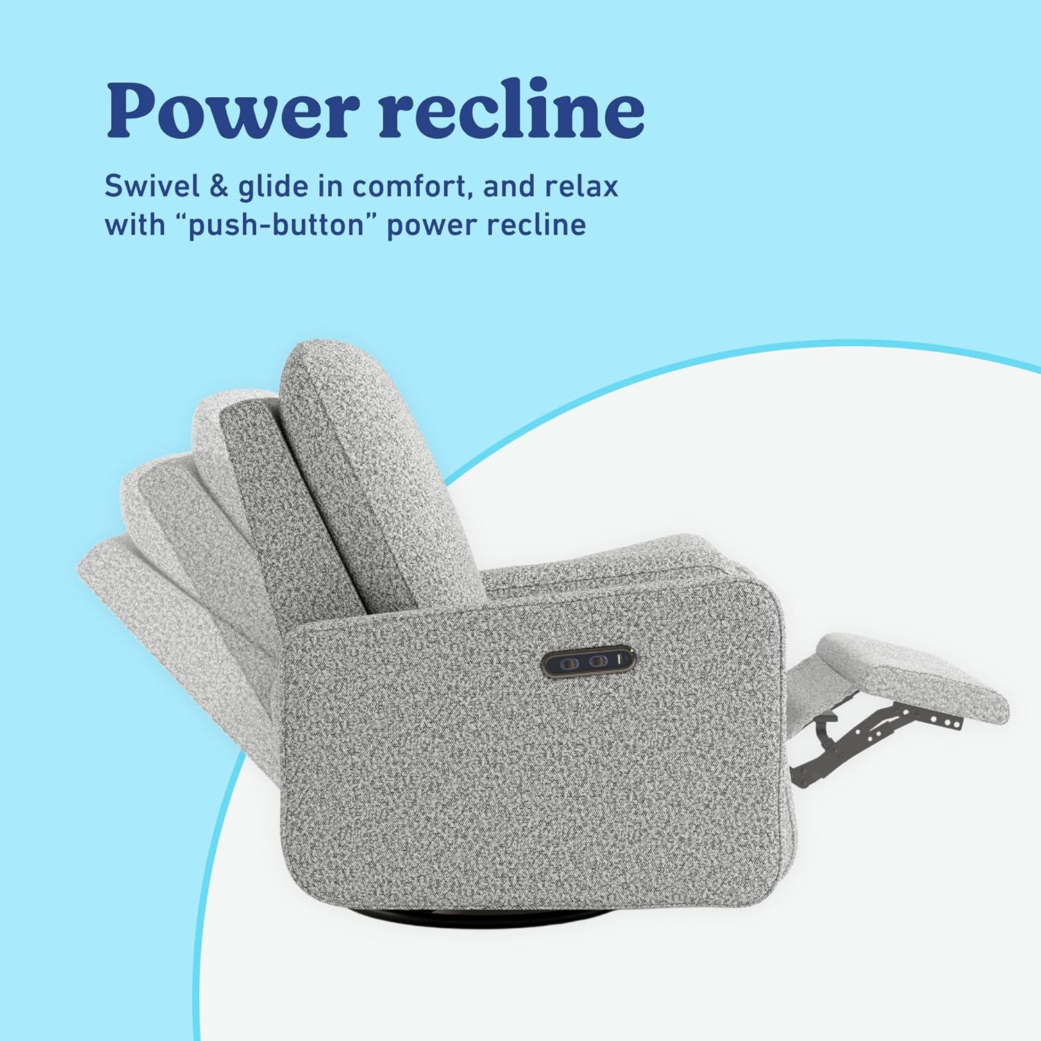 Graco Teddi Power Recliner Swivel Glider, Electronic Power Recline, Oeko-TEX 100 Certified, USB-A & USB-C Charger, Premium Cushioning & Comfort – (Salt & Pepper Boucle)