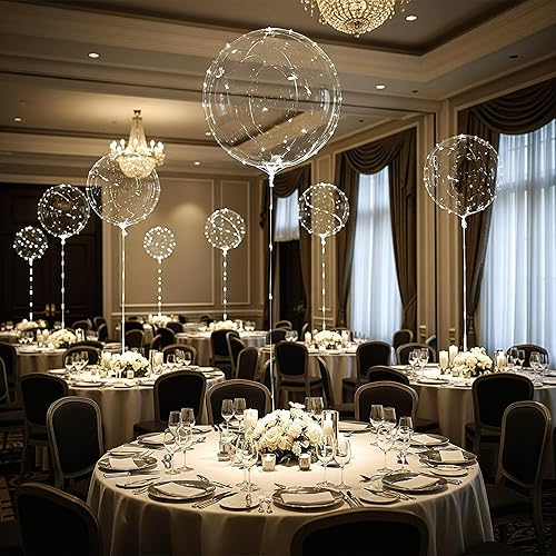 Miniatura 3 de Lightsfever LED Light up Party Balloons with Batteries, 22 inch warm white Big Size Clear Bobo Balloons for Helium or Air, thanks giving party