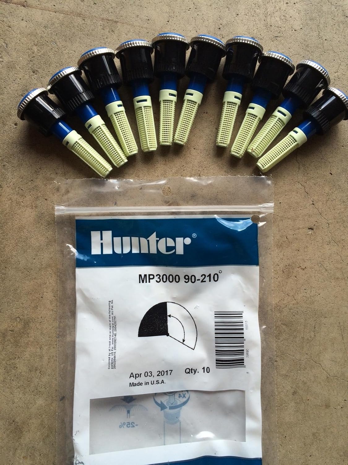 MP300090 (10 Pack) Hunter Sprinkler MP Rotator, 22' - 30' Radius and Adjustable 90° - 210° Arc (10)