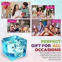 Vista 5 de Stress Balls Ice Cube with Snowflakes Inside for Your Best Mellow and Chill, Snow Pieces Silent Nice Square Shape Anxiety Sensory Squishy Fidget Toy