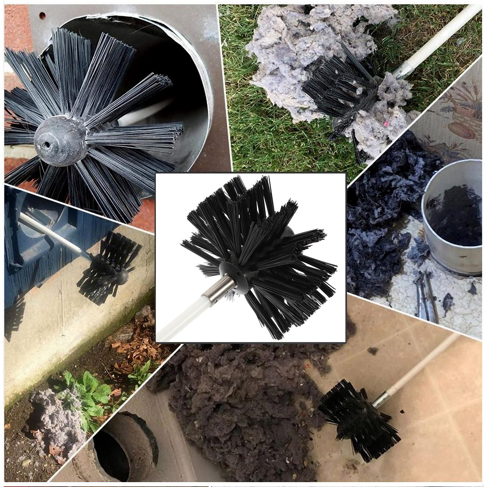 jojofuny Spazzola Interna Nylon Canne e Pulizia Fumarie Filo in Facile Ferro Zincato Installazione Cucina e Casa