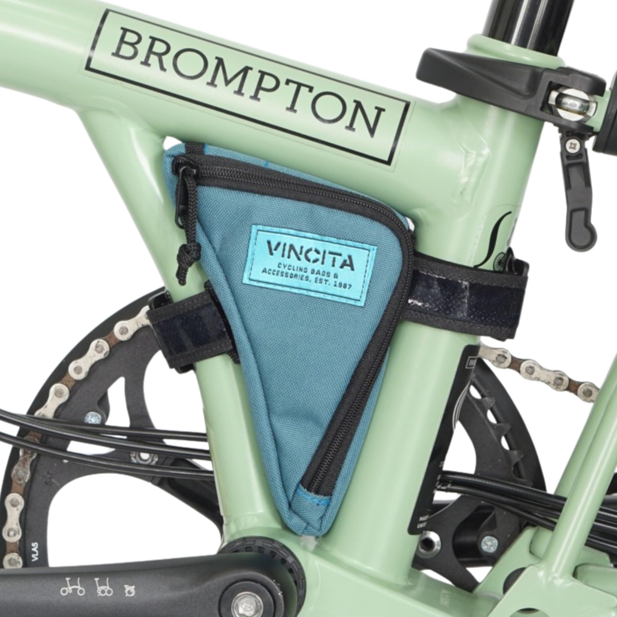 Vincita Boomerang Bag 3.0 Frame Bag for Brompton Folding Bike – Bicycle Accessory with Anti-Slip Straps, Detachable Hook-and-Loop System, and Internal Mesh Pocket (Blue)