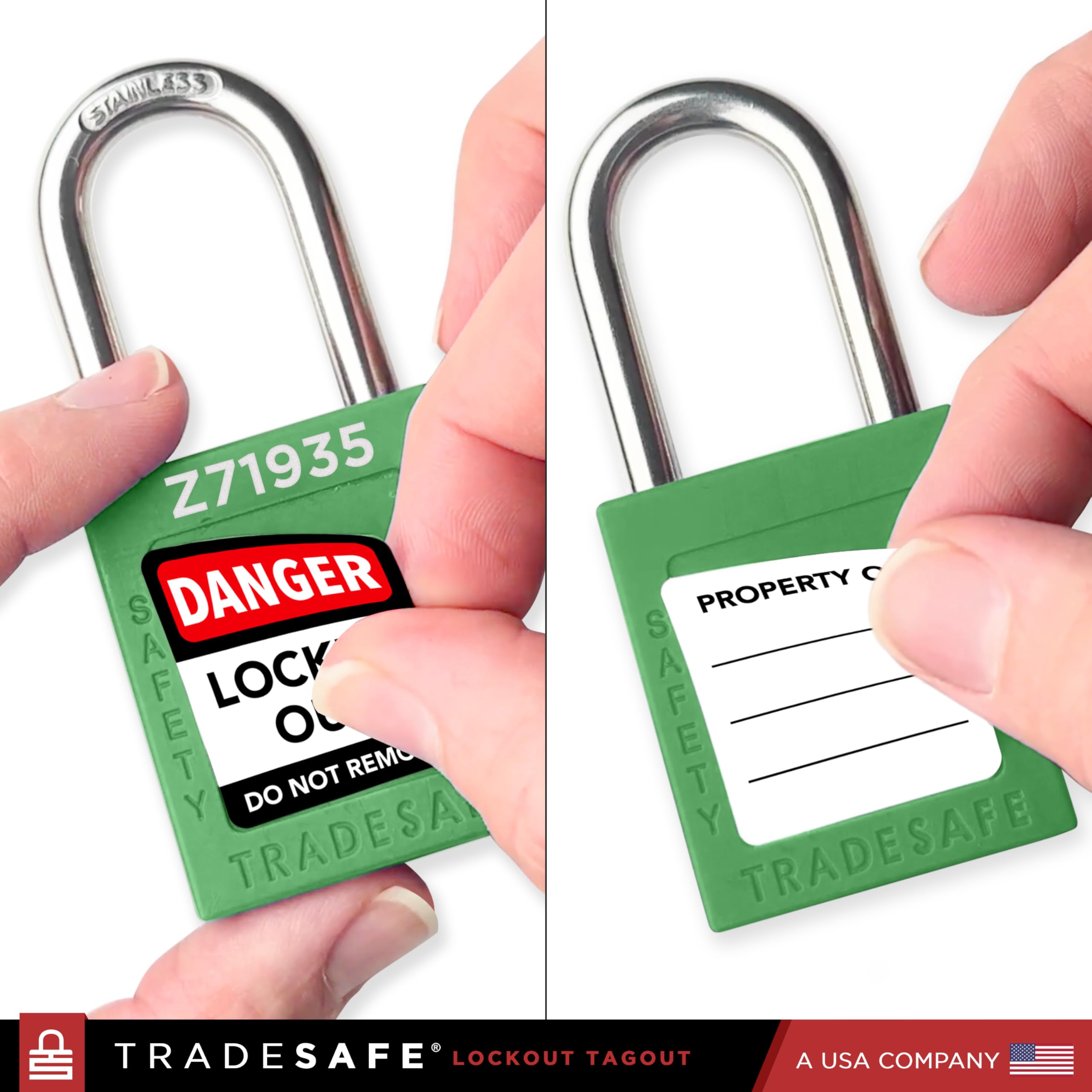TRADESAFE Juego de cerraduras de bloqueo – 10 candados verdes con llave igual, 2 llaves por cerradura, cerraduras Loto compatibles con OSHA para estaciones de etiquetado de bloqueo, grado premium