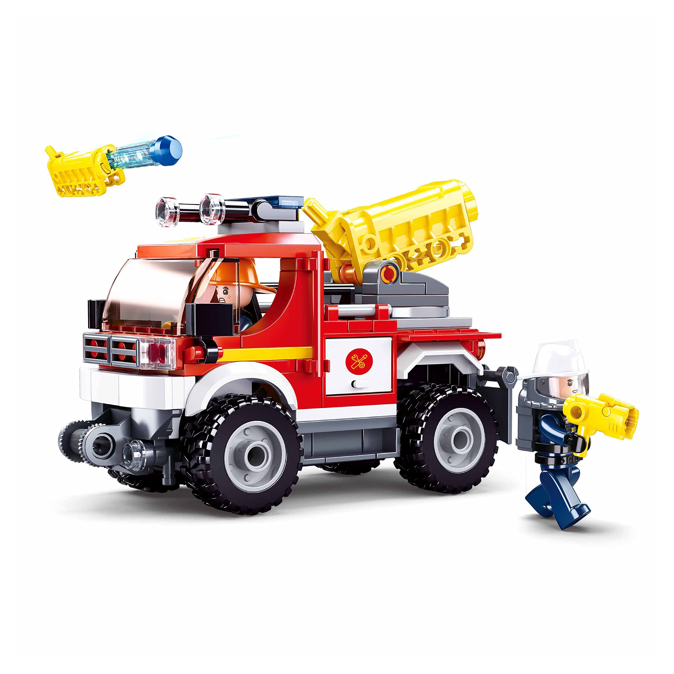 Sluban Fire Engine Building Blocks Kit for Kids - Creative Construction Set with 192 Pieces Educational STEM Toy, BIS Certified Building Kit and Gifts for 6+ Year Old Boy or Girl
