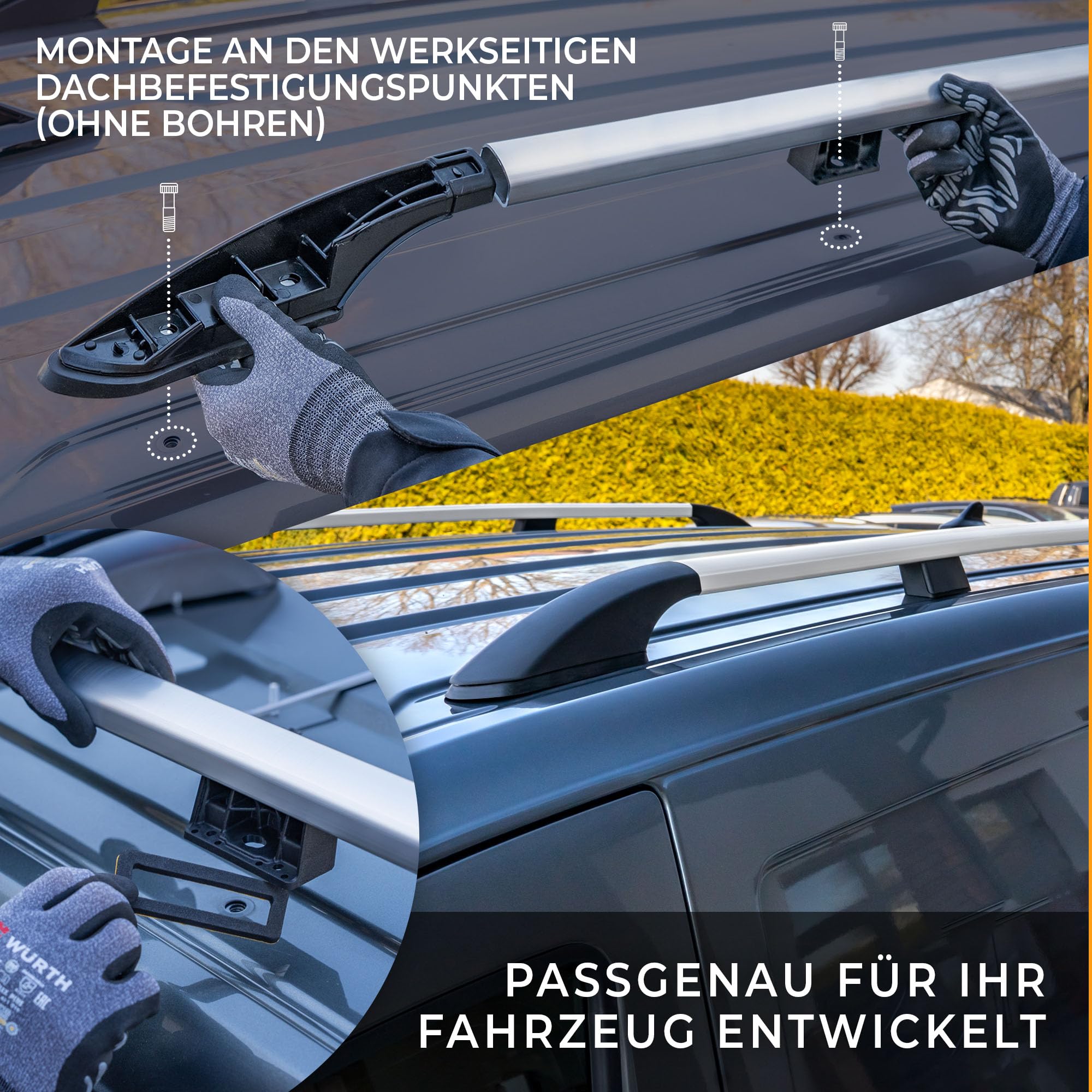 CHROMEMASTER | Dachrelinge Dachträger Kompatibel mit VW Multivan T7 L1 / L2 2021+; Geeignet zur Montage von Dachträgern, Dachboxen und Fahrradträgern | Einfache und Schnelle Montage | Alu