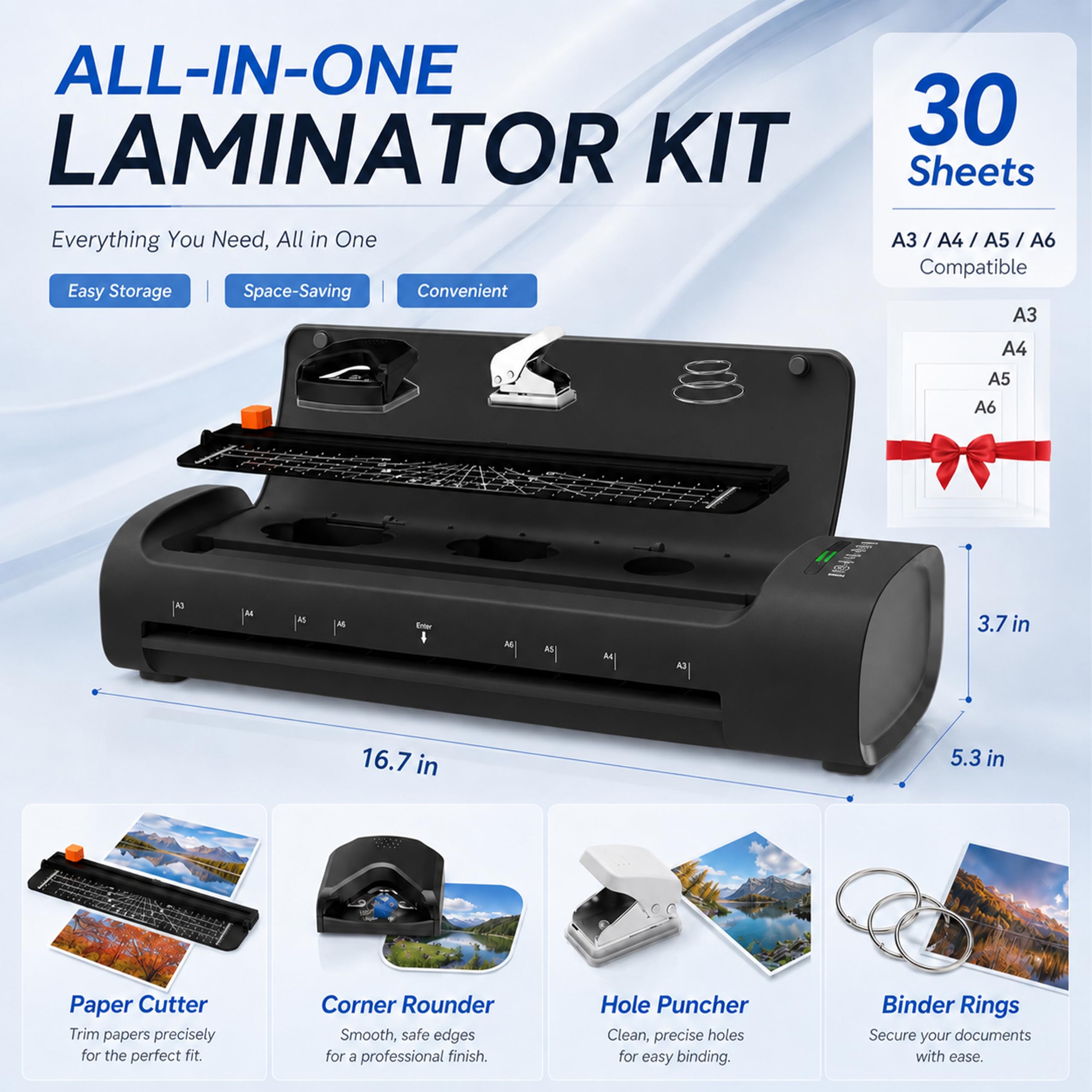 Macchina laminatrice da 33 pollici con 30 fogli di laminazione, laminatore termico A3 11 in 1 caldo e freddo per insegnanti, riscaldamento rapido 60S, 450 mm/min, macchina laminata design Never-Jam