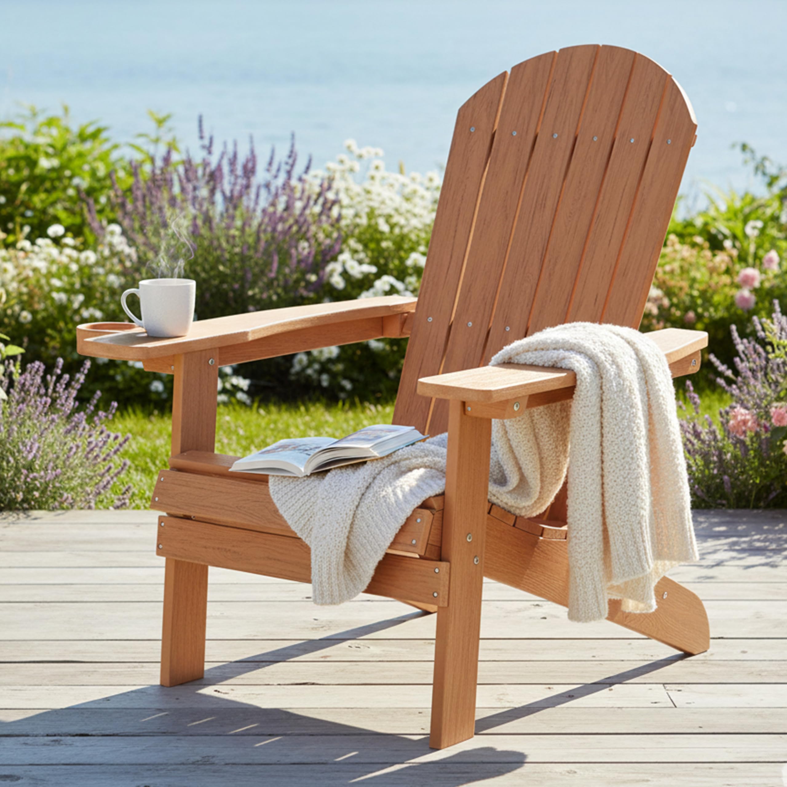 AXI Claire Chaise Adirondack, Transat Plastique, Marron | Chaise De Jardin, 1 Personne/Fauteuil Exterieur/Chaise Exterieur | Transat À Dossier Haut - 84,5 X 77 X 95,5 Cm