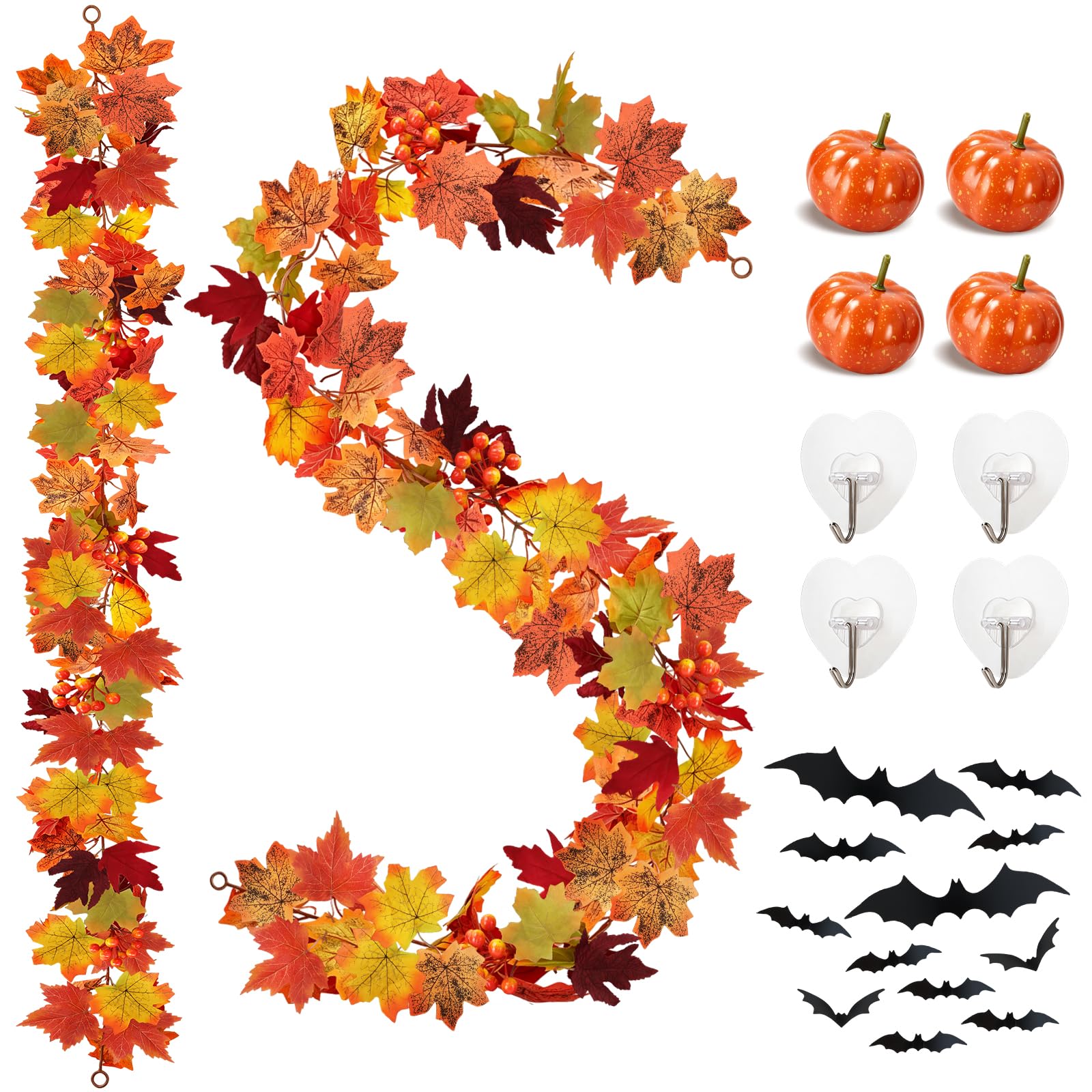 BELICOO 24 Pack Autumn Leaves Garland, Hanging Artificial Fall Decorations