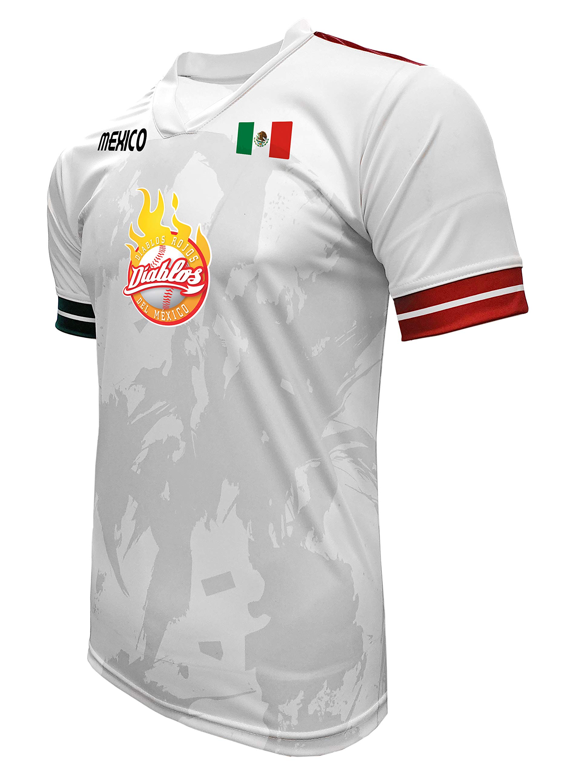Jersey Mexico Diablos Rojos del Mexico 100% Polyester White/Grey_Made in Mexico (XXXXX-Large)