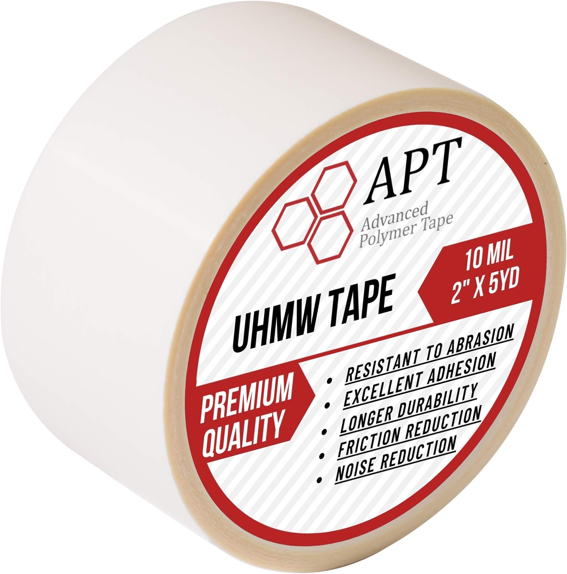 APT, UHMW (Ultra-high Molecular Weight) Polyethylene Tape, Resists Abrasion, Impact, for Surface Protection and Friction and Noise Reduction for Lining Sliding Surfaces. (2" x 5Yds, 10 Mil UHMW)