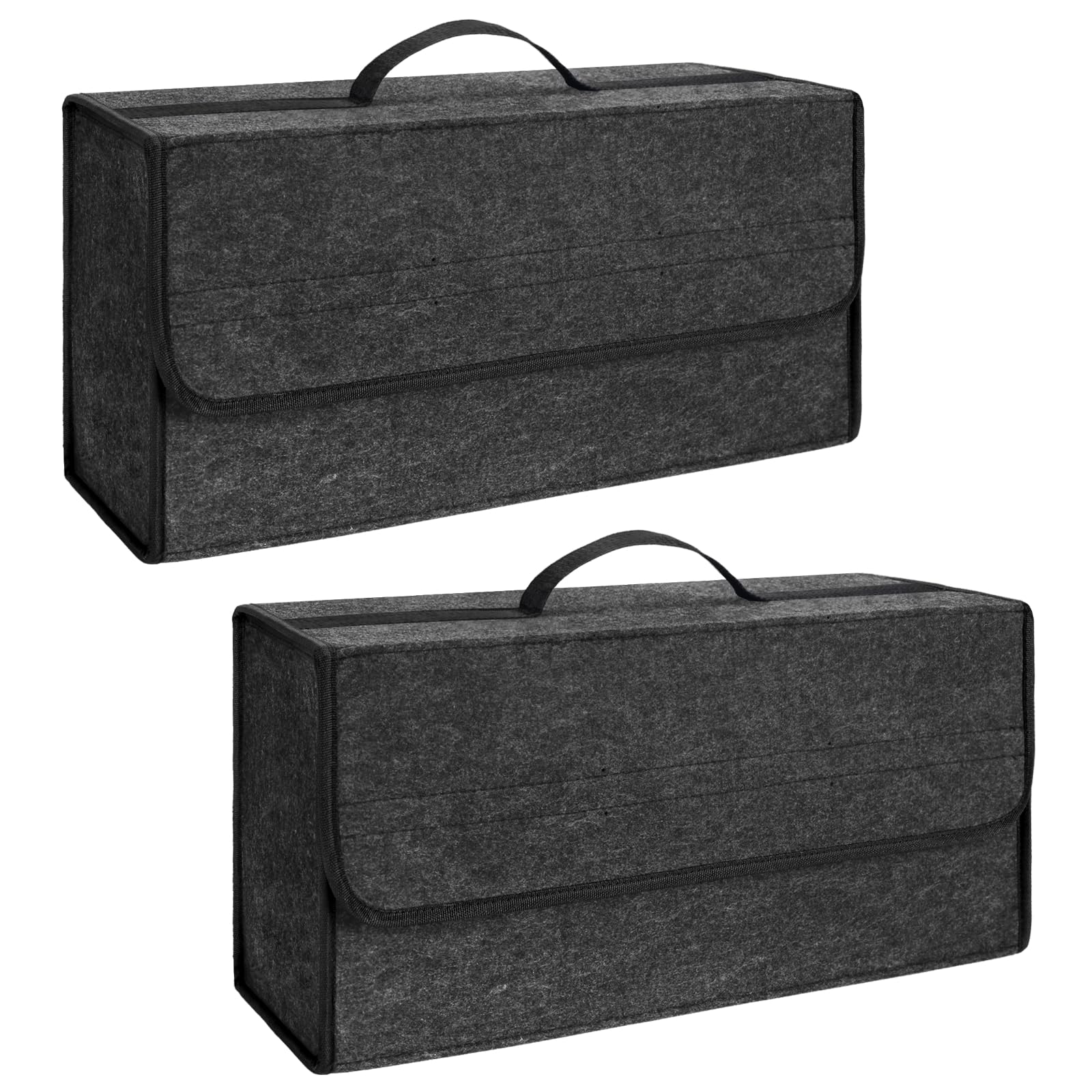 Hiahxc Dark Grey Car Boot Organiser Bag,Foldable Car Boot Organiser Storage With Lid,Anti-Slip Felt Trunk Storage Bag For Tools & Interior Declutter,Boots Tidy Bags Trunk Organizer Box Suitable For All Vehicles (2Pcs)