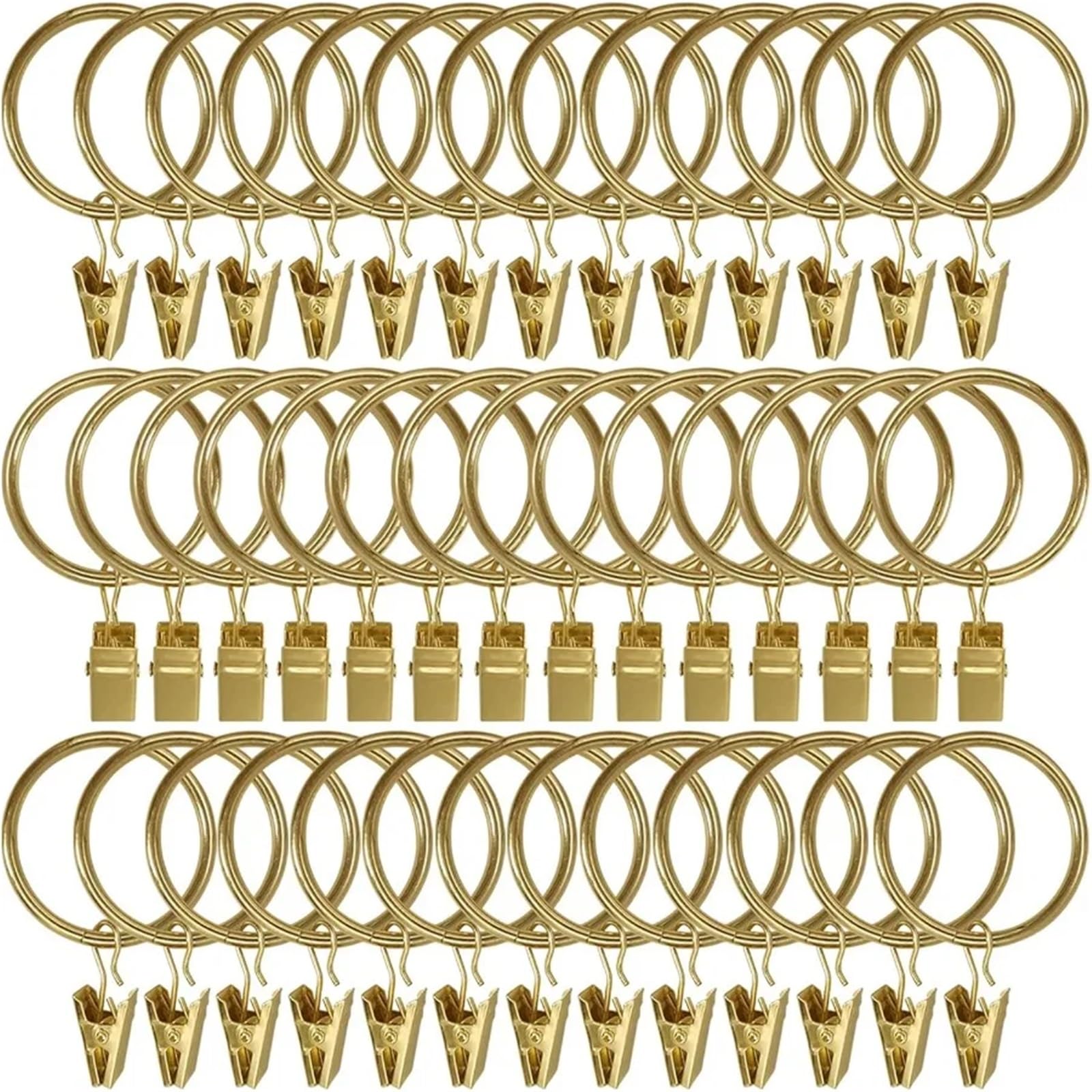 40 Pack Metal Curtain Rings with Clips for Hanging Drapery Drapes Bows 1.5 Inch Interior Diameter Curtain Rod Rings Hooks in Go
