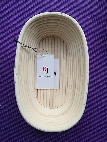 Vista 4 de BetterJonny Cesta ovalada de 8 pulgadas para pan, cesta de ratán a prueba de masa de pan artesanal, combo de forro para panaderos profesionales