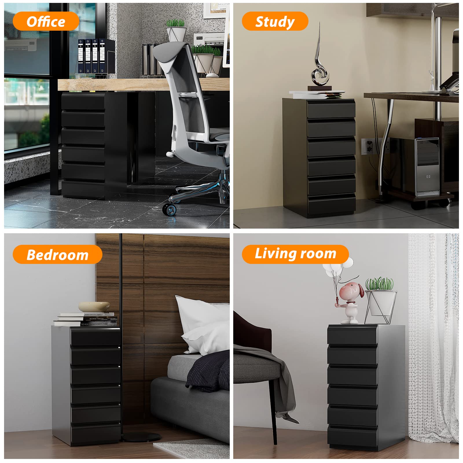 Amazon｜Anxxsu 6段引き出し メタルチェスト 深さ14.15インチ 小型