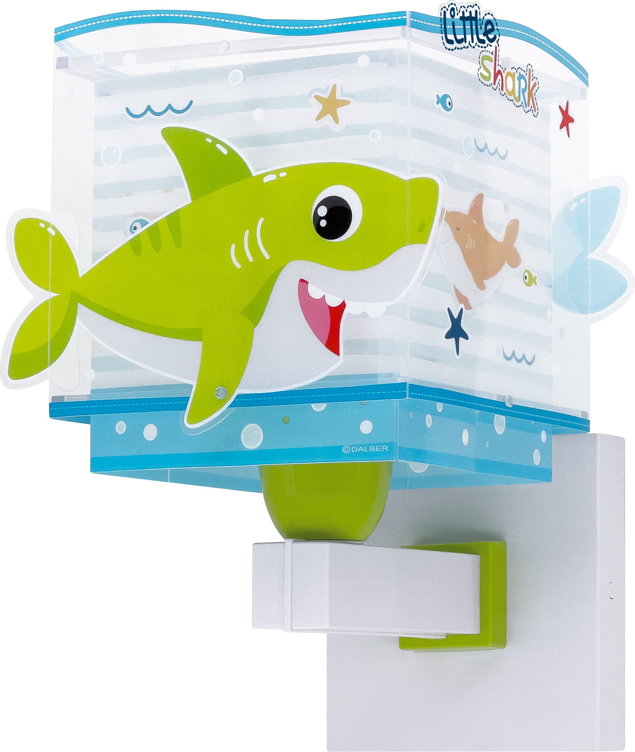 Dalber kinder Wandlampe, Kinderlampe Wandleuchte, kinderzimmer Little Shark Haie Tiere, kinder zimmer leuchte lampenschirm, 63479, E27, Blau