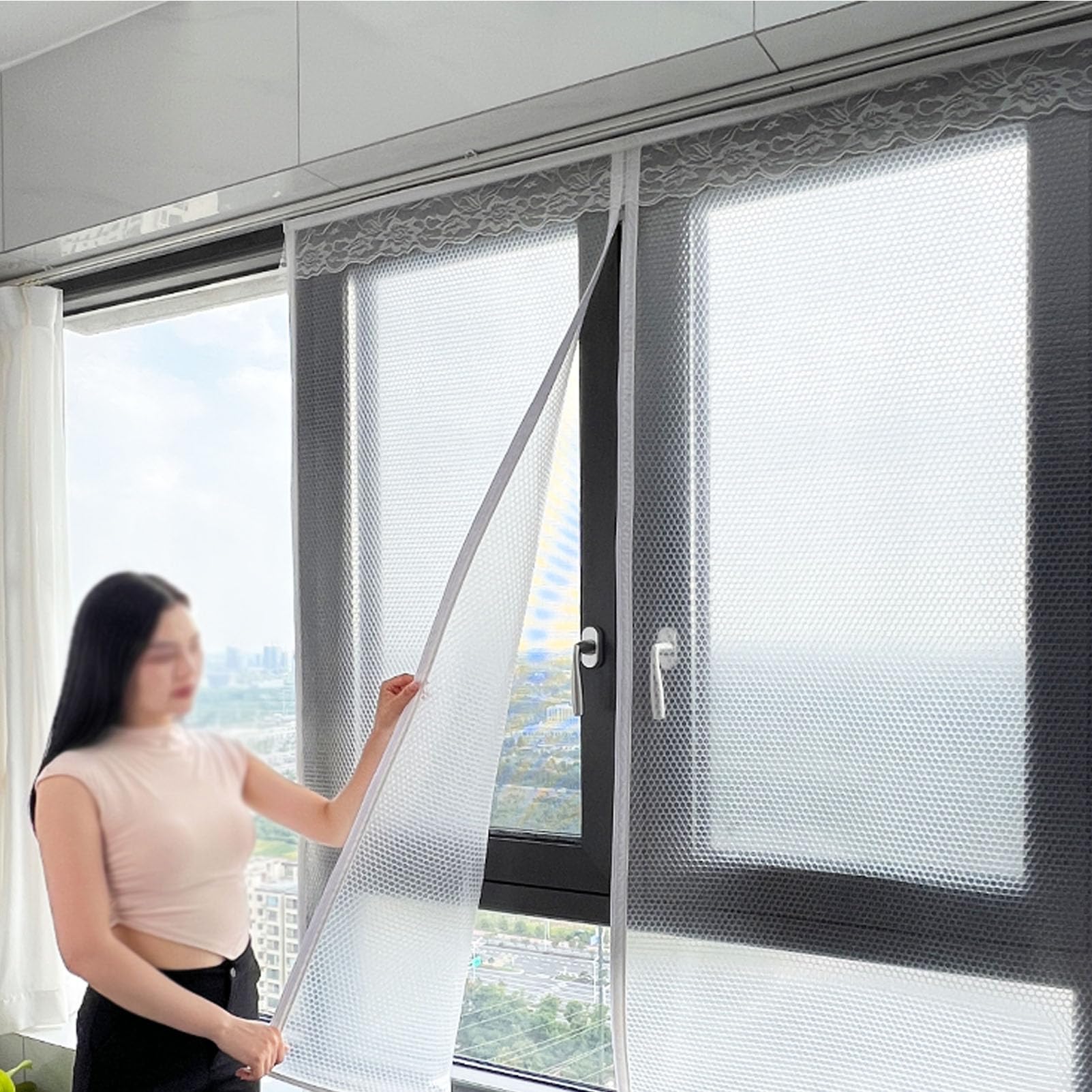 Tende Termiche Isolanti per il Freddo,Kit Isolante per Pellicole Termica per Finestre,Tenda Isolamento Antivento,Tende Oscuranti Protezione della Privacy,Riutilizzabile (W200xH240cm/79x94in)