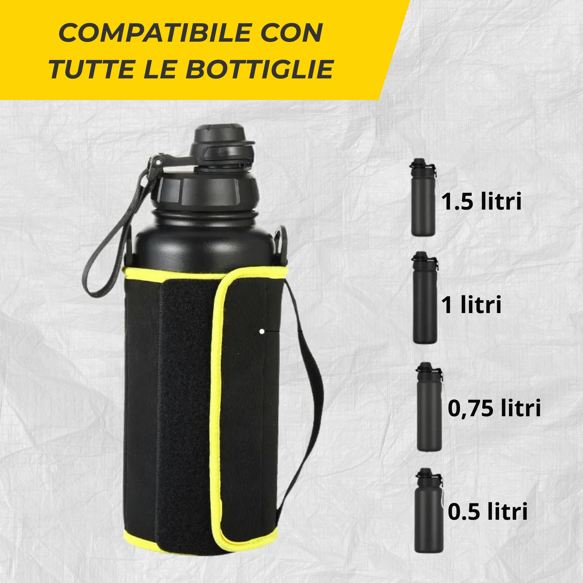 Borsa Magnetica Palestra | Borsetta Magnetica Palestra | Snapfit magnetic bag | custodia termica in neoprene per bottiglia d’acqua con tracolla e porta cellulare, compatibile con tutti i formati.