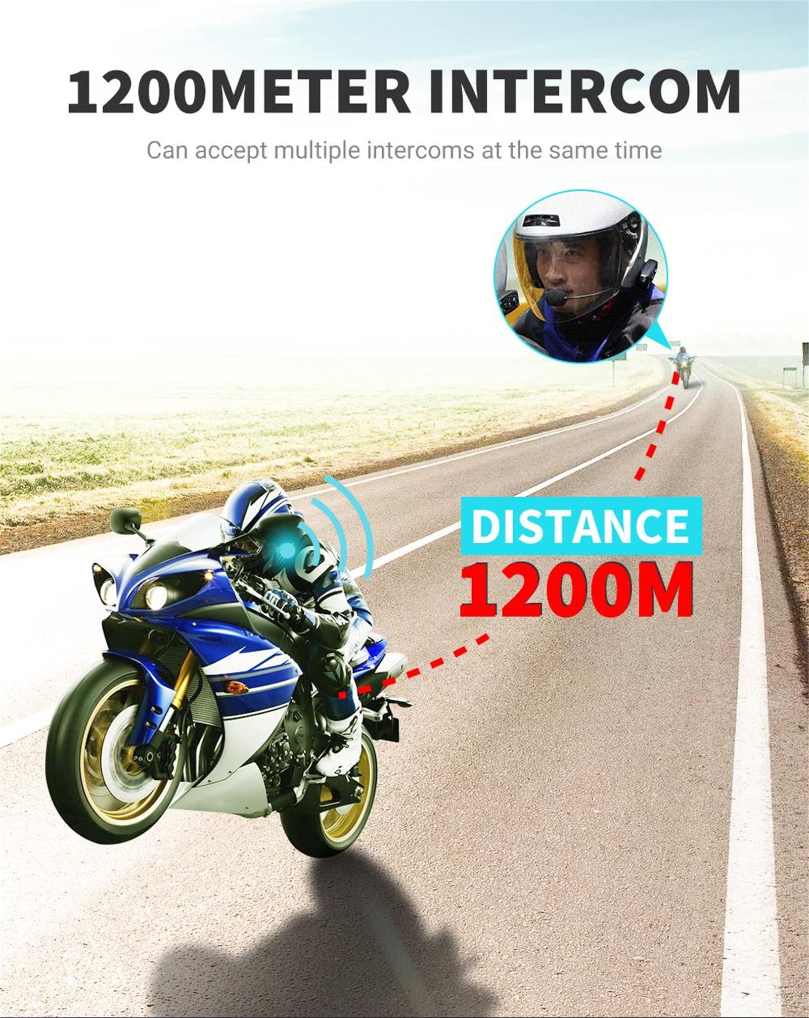 2 Set 1200 M BT Moto Casco Interfono Impermeabile Senza Fili Bluetooth Moto Auricolare Interfono Radio FM Per 2 Giri