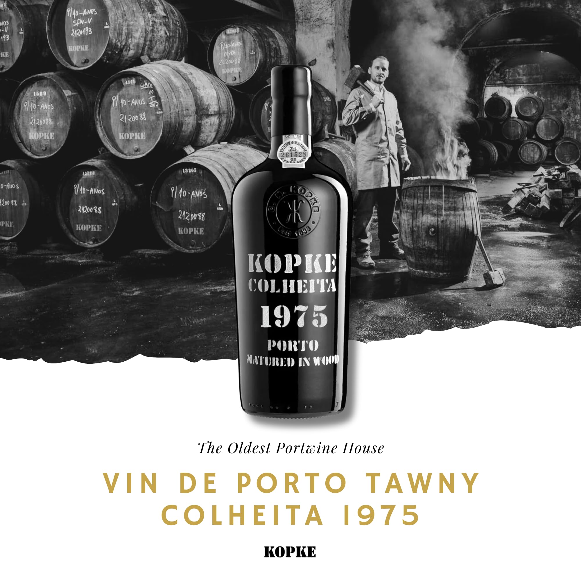 Kopke Porto Tawny Colheita 1975 – Porto Rouge en Coffret Cadeau Élégant | Vin de Dessert Vieilli en Fût de Chêne | Spécialité Portugaise, Idéal comme Cadeau d’Anniversaire 50 Ans | 0,75L, 20% Vol.