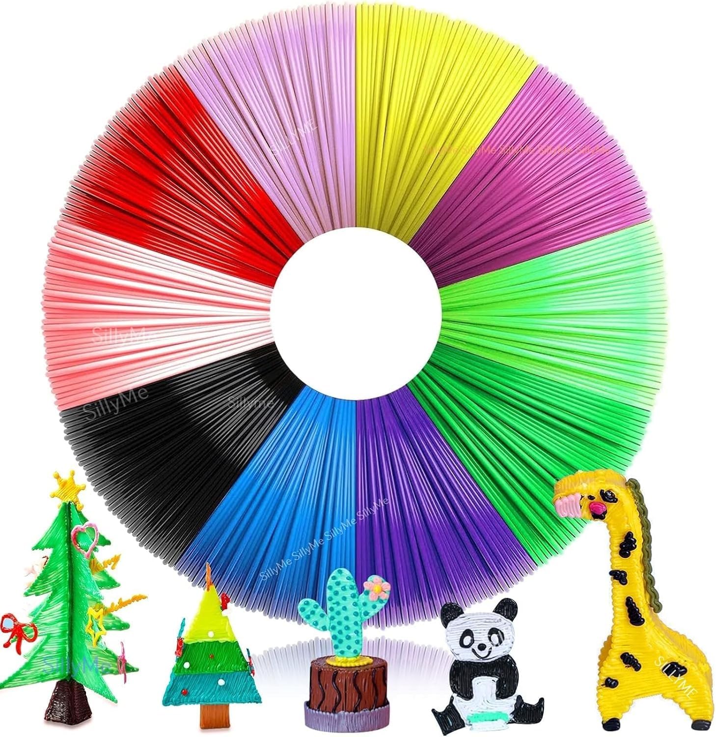 Hunaysa 10 Colors - 3D Pen Filament - 5meter Each - 3D Pen Refill - 3D Printing Filament PLA Material for 3D Drawing and Printing-image-48
