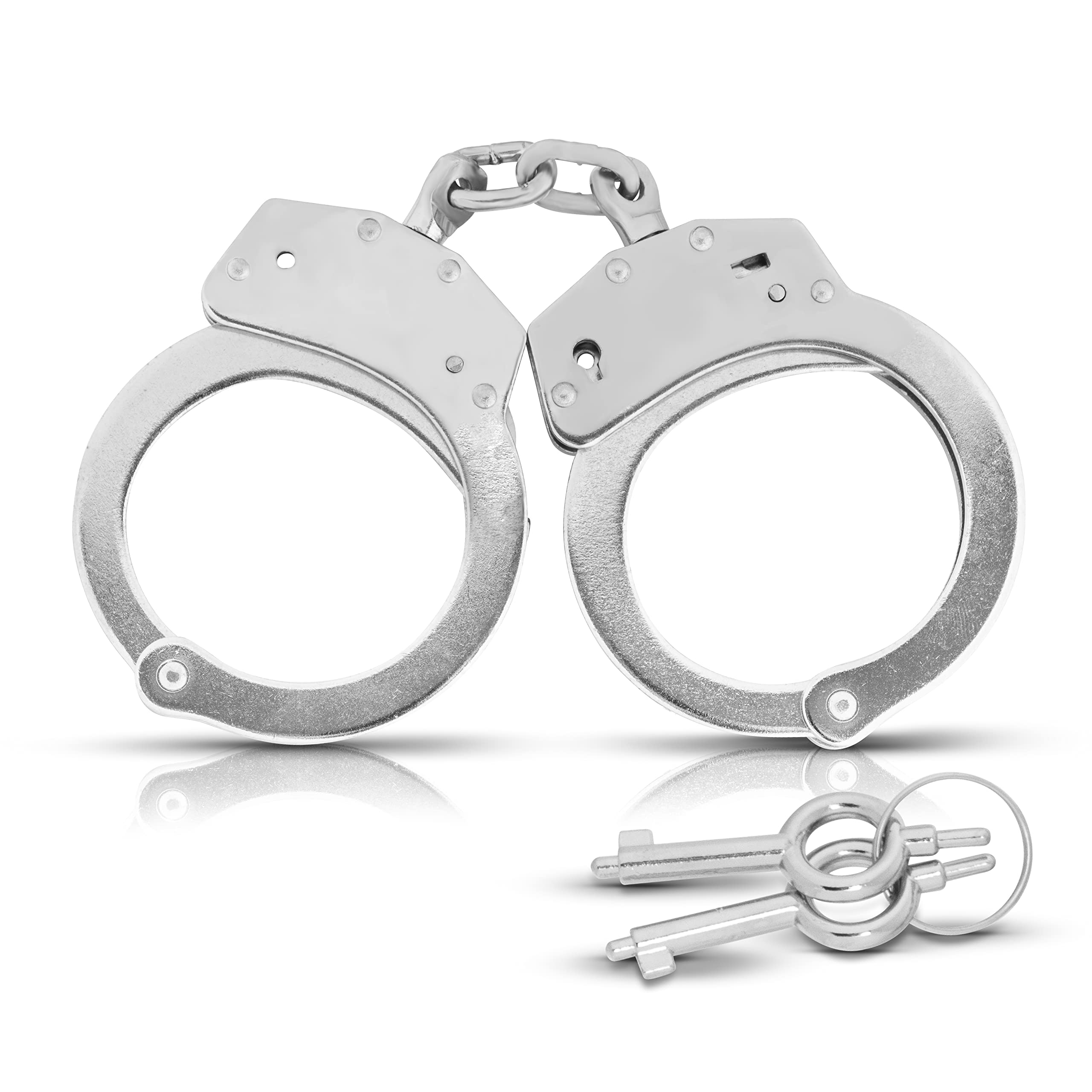Menottes professionnelles VIKING GEAR® en acier trempé argenté avec 2 clés - Qualité professionnelle - Accessoire de sécurité - Menottes pour le sexe - Handcuffs sex