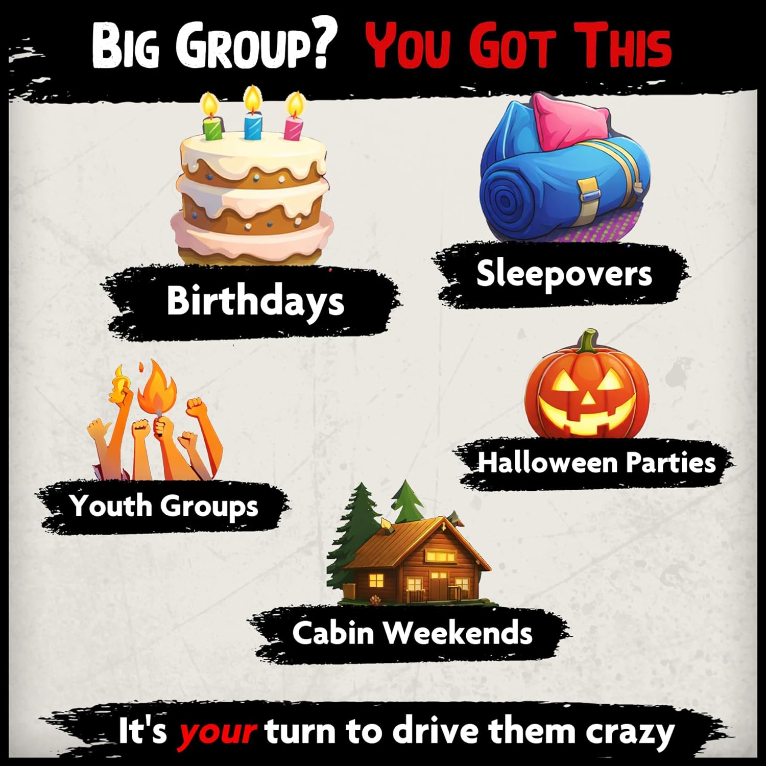 Let's Split Up - an Outrageous Horror Spoof Game | Ages 12+, 4-12 Players | Halloween Games for Teens | Horror Board Games Alternative | Outdoor Games | Teen Boys Gift Ideas | Pulse-Pounding Thrills!