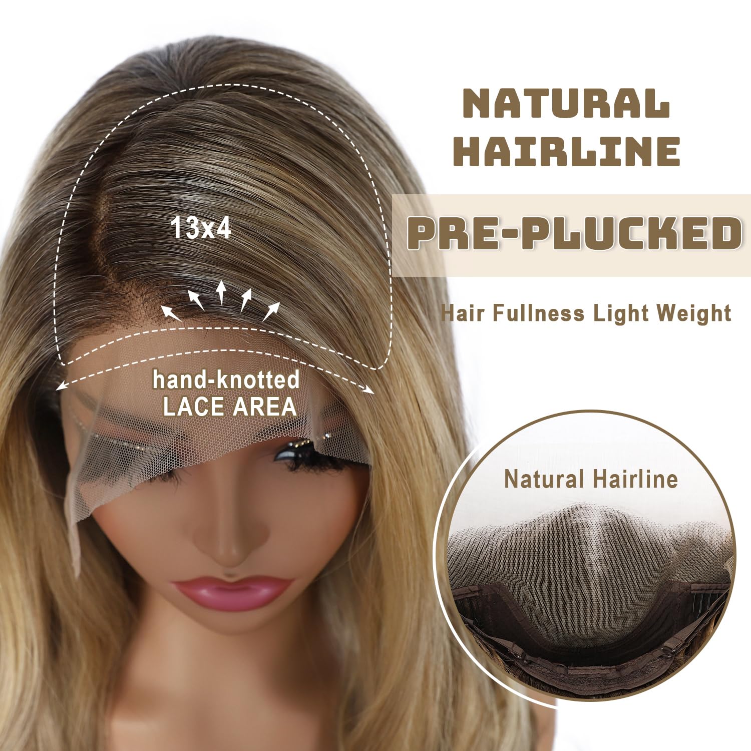 Dirty Blonde Lace Front Wig 13x4 Pre Plucked Synthetic Wigs for Women Highlight Omber Blonde Body Wave Heat Resistant Hair 22 Inch for Cosplay Daily Party Use
