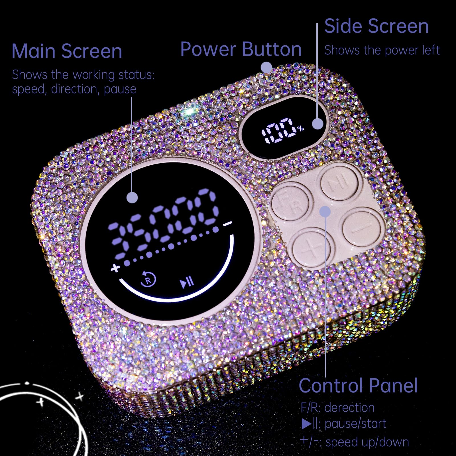 Perceuse à ongles professionnelle rechargeable 35 000 tr/min, lime à ongles électrique à paillettes diamant pour façonner, enlever et polir les ongles en gel, portable et facile à utiliser