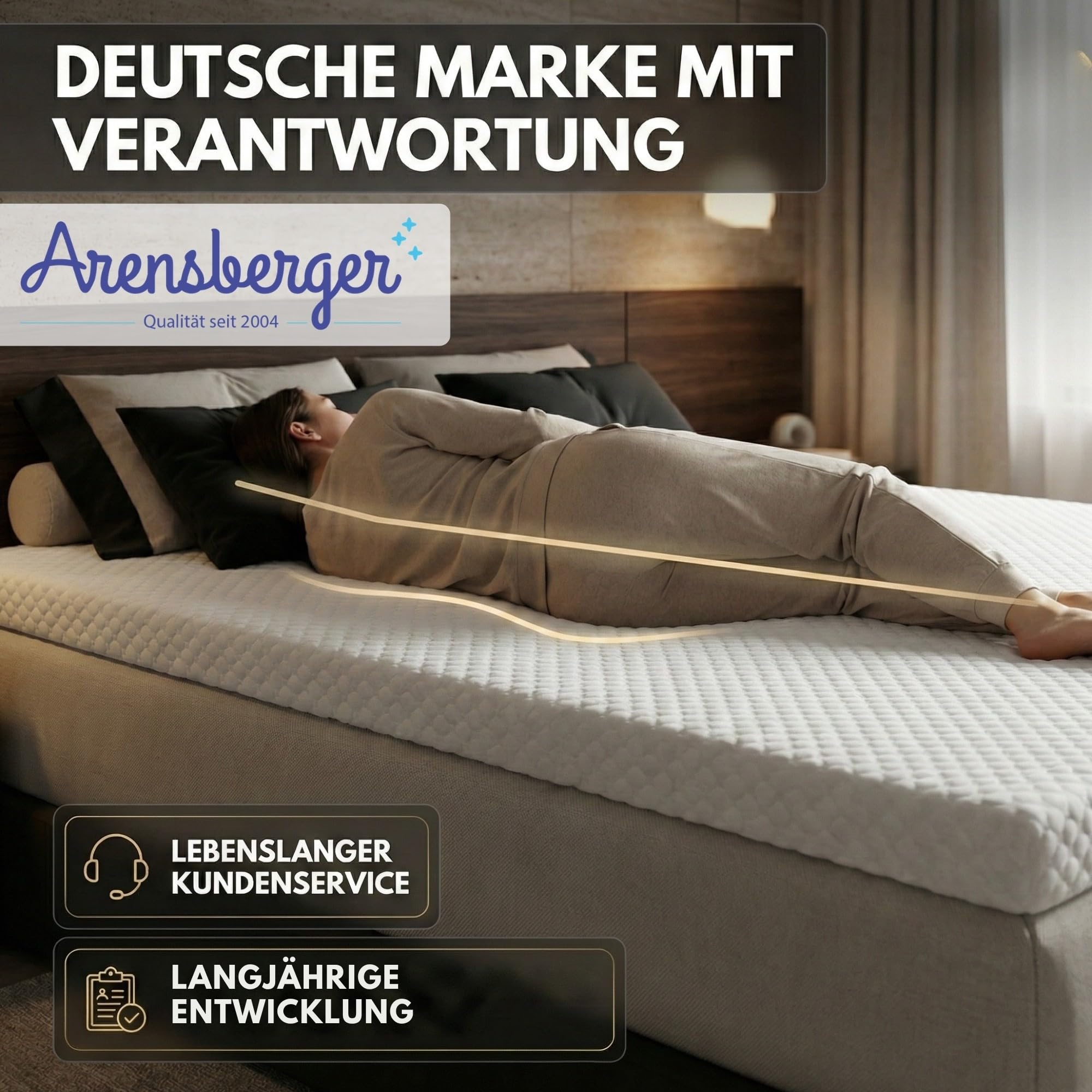 Arensberger Topper Soft 140x200cm | H2, Memory Foam, 5cm, waschbarer Bezug | Für Federkern & Schaumstoff Matratzen, Matratzenauflage 5cm, druckentlastend, atmungsaktiv, Topper für erholsamen Schlaf